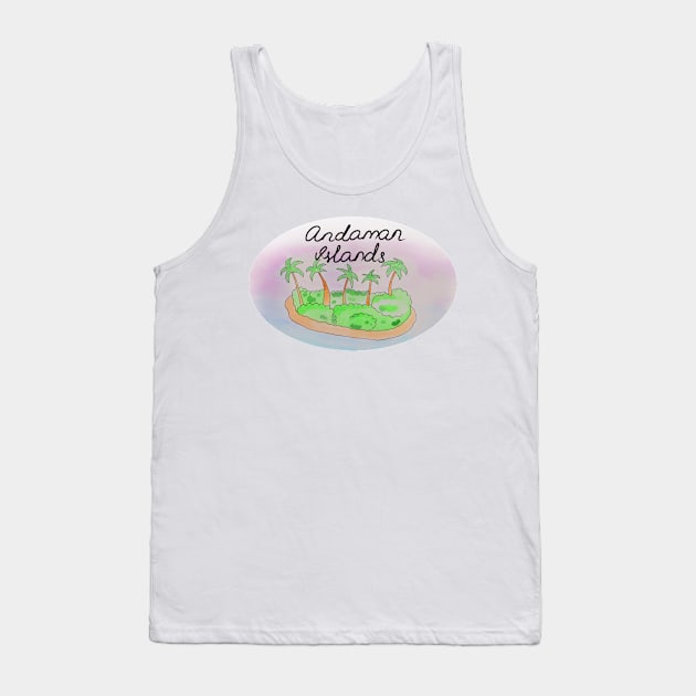 Andaman Islands watercolor Island travel, beach, sea and palm trees. Holidays and rest, summer and relaxation Tank Top by grafinya